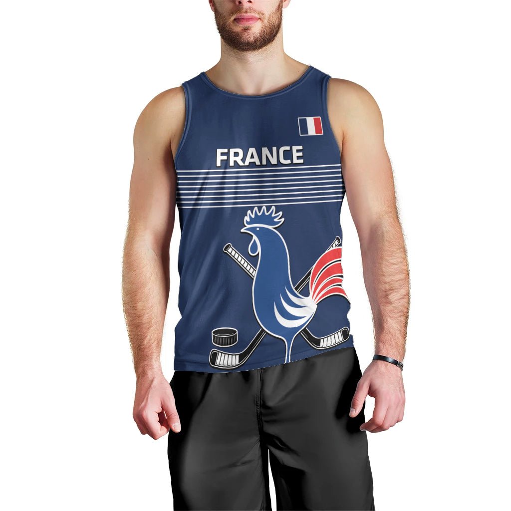 Custom France Hockey Men Tank Top Francaise Gallic Rooster - Wonder Print Shop