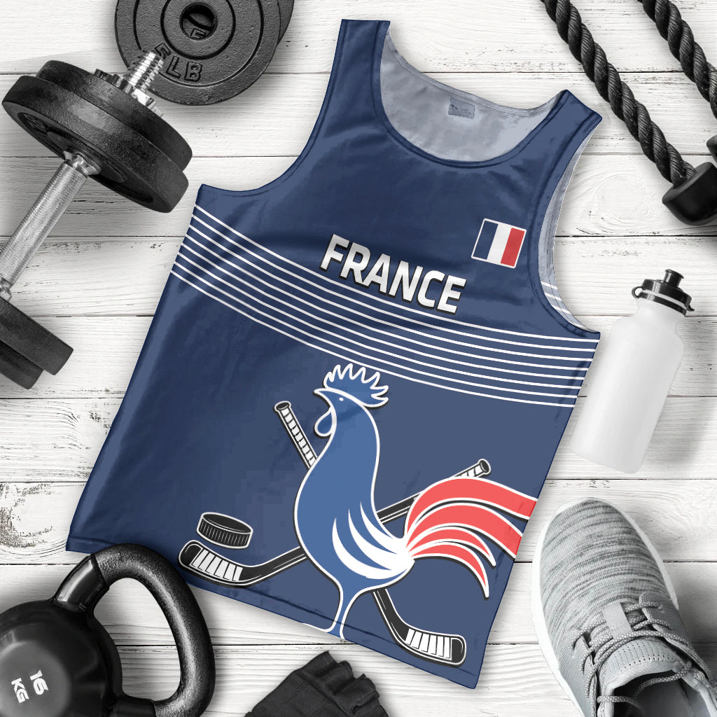 Custom France Hockey Men Tank Top Francaise Gallic Rooster - Wonder Print Shop