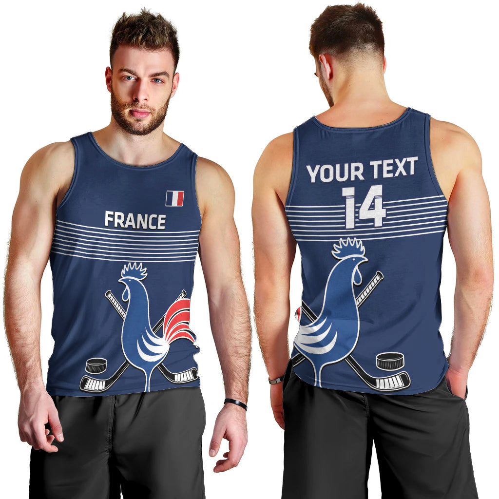 Custom France Hockey Men Tank Top Francaise Gallic Rooster - Wonder Print Shop