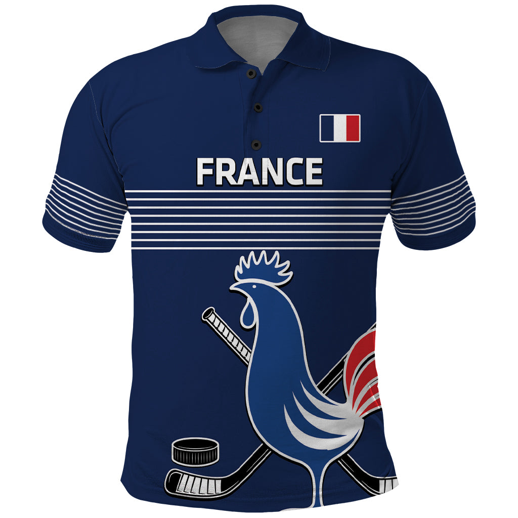 Custom France Hockey Polo Shirt Francaise Gallic Rooster