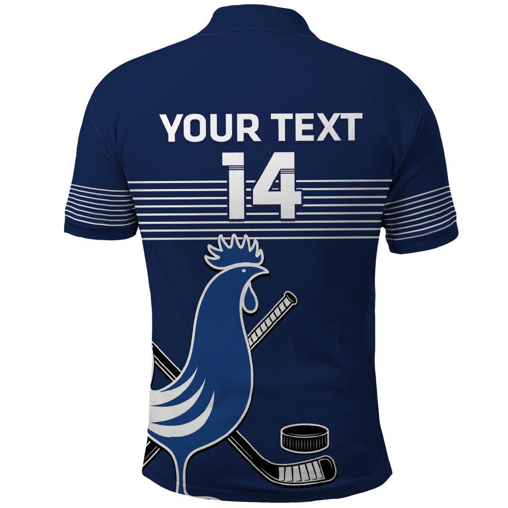 Custom France Hockey Polo Shirt Francaise Gallic Rooster - Wonder Print Shop
