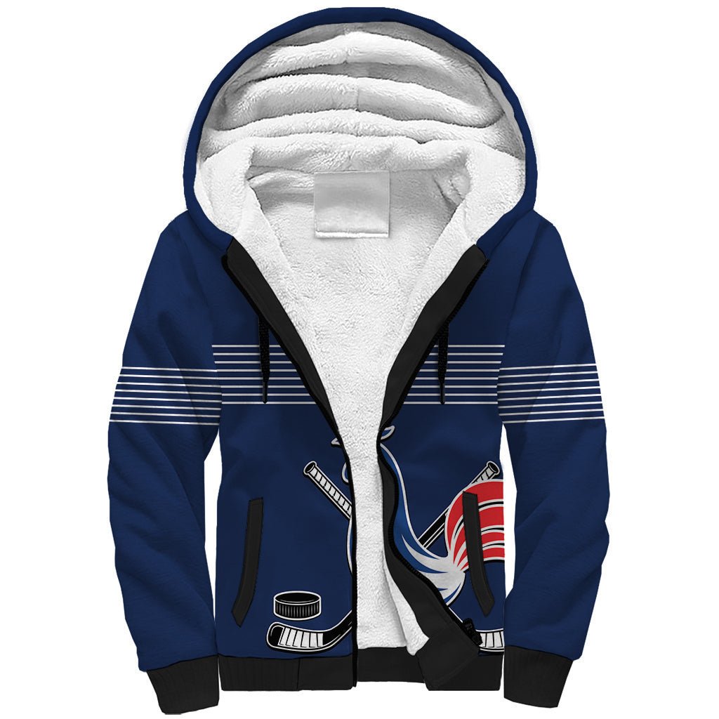 Custom France Hockey Sherpa Hoodie Francaise Gallic Rooster - Wonder Print Shop