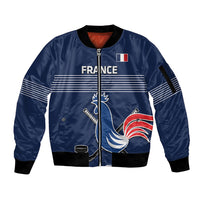 Custom France Hockey Sleeve Zip Bomber Jacket Francaise Gallic Rooster - Wonder Print Shop