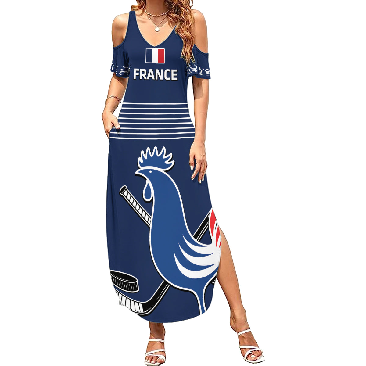 Custom France Hockey Summer Maxi Dress Francaise Gallic Rooster
