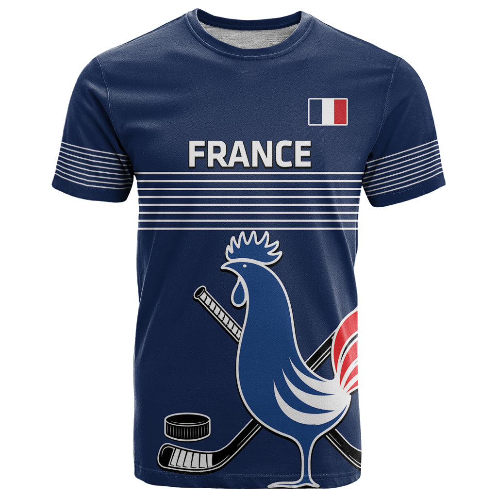 Custom France Hockey T Shirt Francaise Gallic Rooster