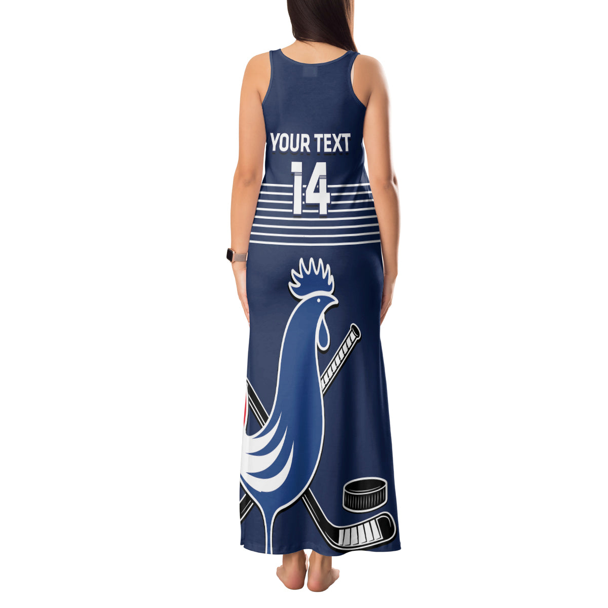 Custom France Hockey Tank Maxi Dress Francaise Gallic Rooster - Wonder Print Shop