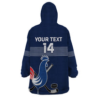 Custom France Hockey Wearable Blanket Hoodie Francaise Gallic Rooster - Wonder Print Shop