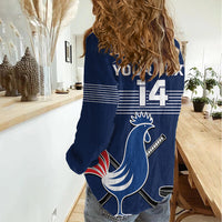 Custom France Hockey Women Casual Shirt Francaise Gallic Rooster - Wonder Print Shop