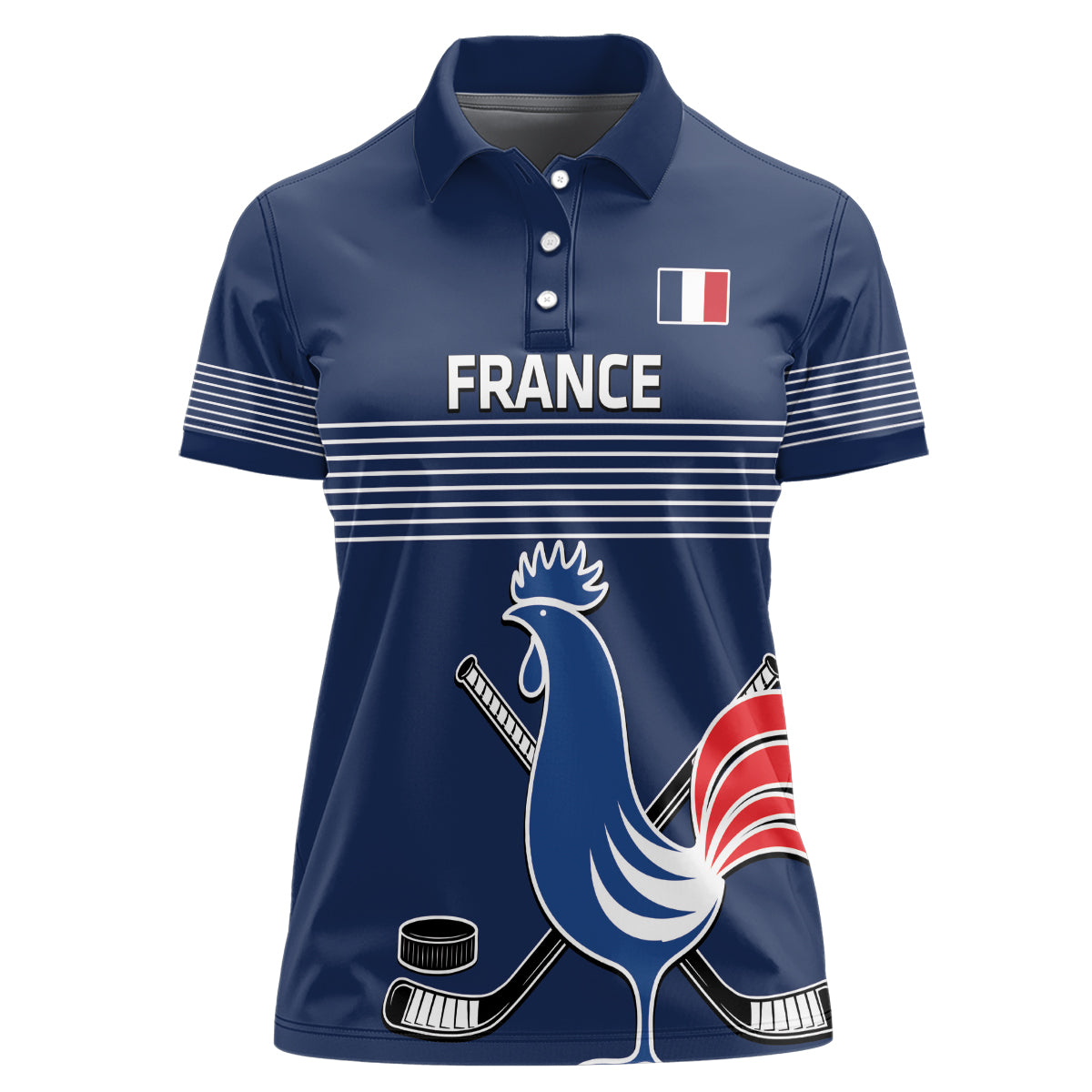 Custom France Hockey Women Polo Shirt Francaise Gallic Rooster - Wonder Print Shop