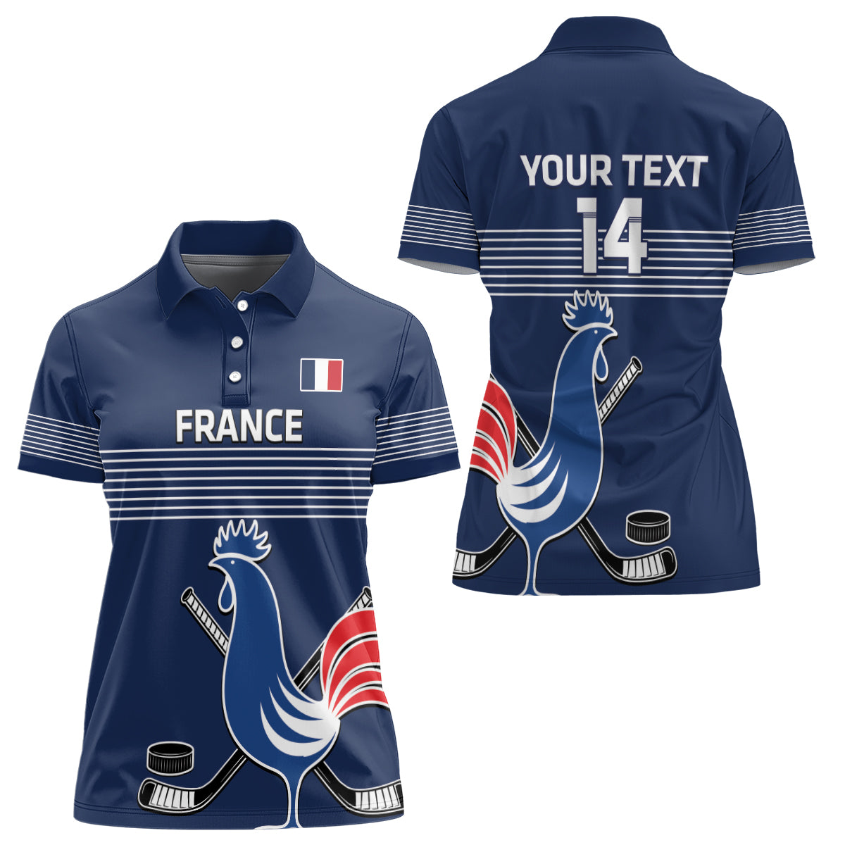 Custom France Hockey Women Polo Shirt Francaise Gallic Rooster - Wonder Print Shop