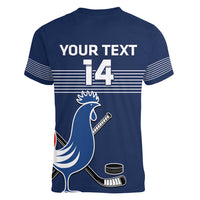 Custom France Hockey Women V-Neck T-Shirt Francaise Gallic Rooster - Wonder Print Shop