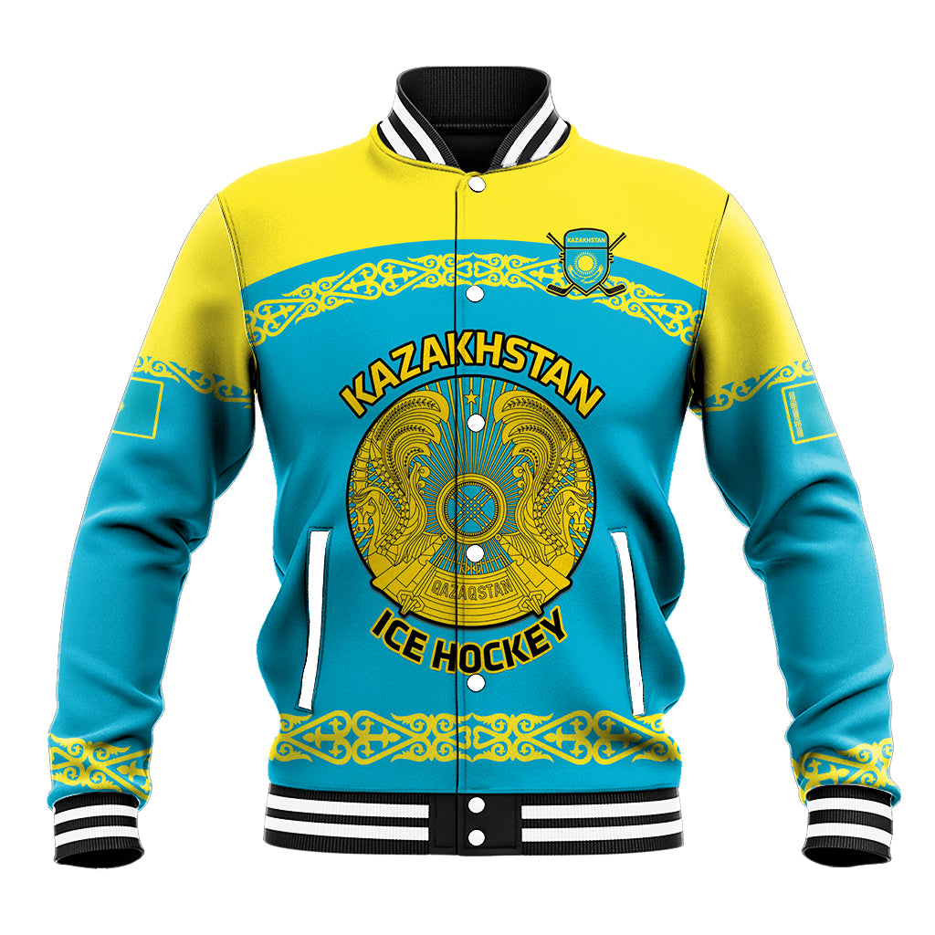 Custom Kazakhstan Hockey Baseball Jacket 2024 Go Kazakh - Wonder Print Shop