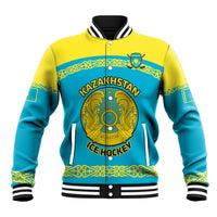 Custom Kazakhstan Hockey Baseball Jacket 2024 Go Kazakh - Wonder Print Shop