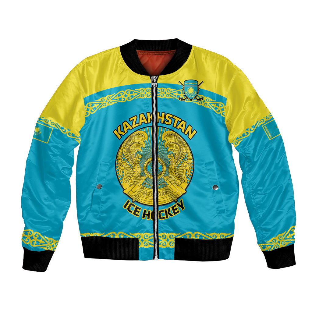 Custom Kazakhstan Hockey Bomber Jacket 2024 Go Kazakh - Wonder Print Shop