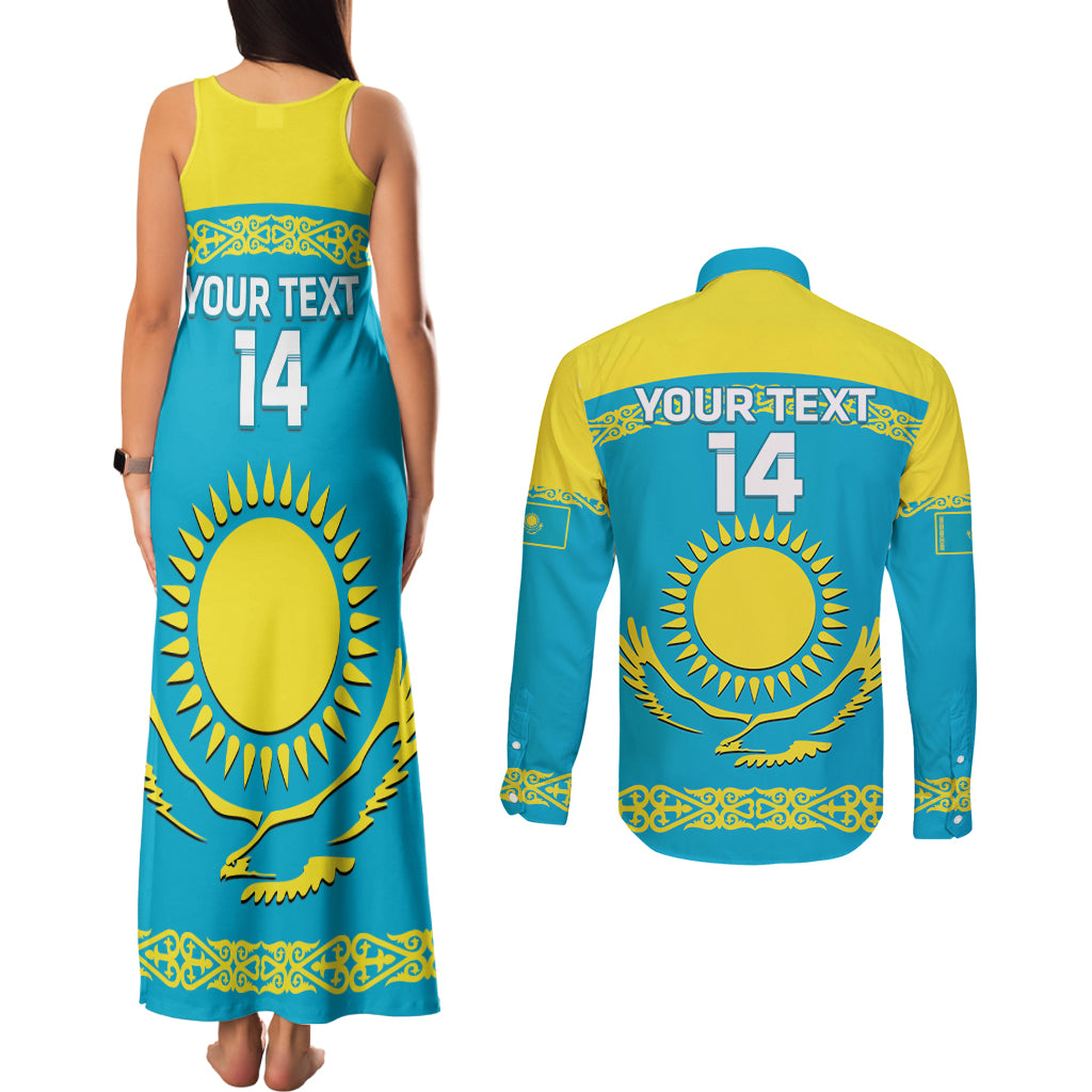 Custom Kazakhstan Hockey Couples Matching Tank Maxi Dress and Long Sleeve Button Shirt 2024 Go Kazakh - Wonder Print Shop