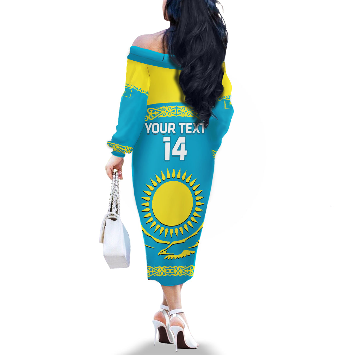 Custom Kazakhstan Hockey Family Matching Off The Shoulder Long Sleeve Dress and Hawaiian Shirt 2024 Go Kazakh - Wonder Print Shop