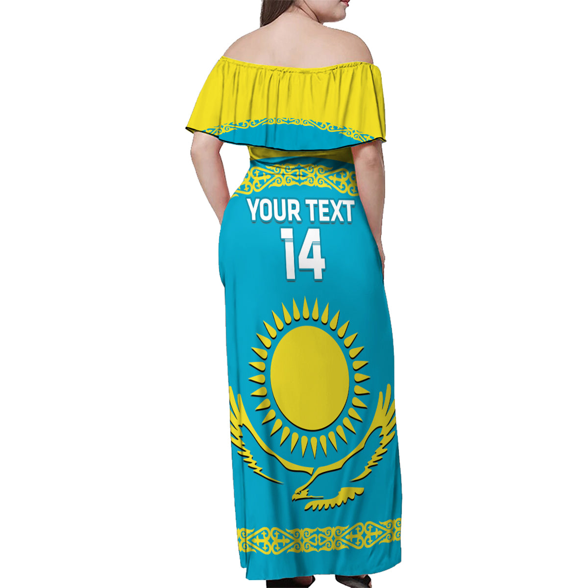 Custom Kazakhstan Hockey Family Matching Off Shoulder Maxi Dress and Hawaiian Shirt 2024 Go Kazakh - Wonder Print Shop