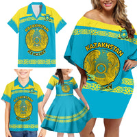 Custom Kazakhstan Hockey Family Matching Off Shoulder Short Dress and Hawaiian Shirt 2024 Go Kazakh - Wonder Print Shop