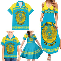 Custom Kazakhstan Hockey Family Matching Summer Maxi Dress and Hawaiian Shirt 2024 Go Kazakh - Wonder Print Shop