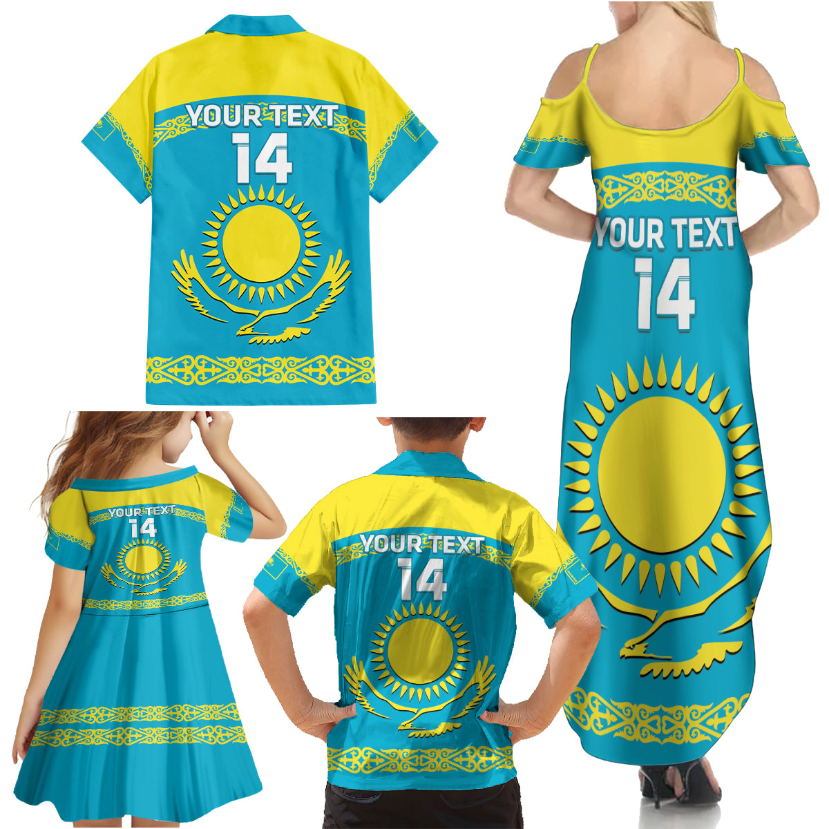 Custom Kazakhstan Hockey Family Matching Summer Maxi Dress and Hawaiian Shirt 2024 Go Kazakh - Wonder Print Shop
