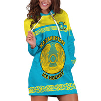 Custom Kazakhstan Hockey Hoodie Dress 2024 Go Kazakh - Wonder Print Shop