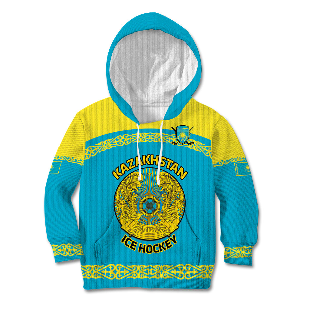 Custom Kazakhstan Hockey Kid Hoodie 2024 Go Kazakh - Wonder Print Shop