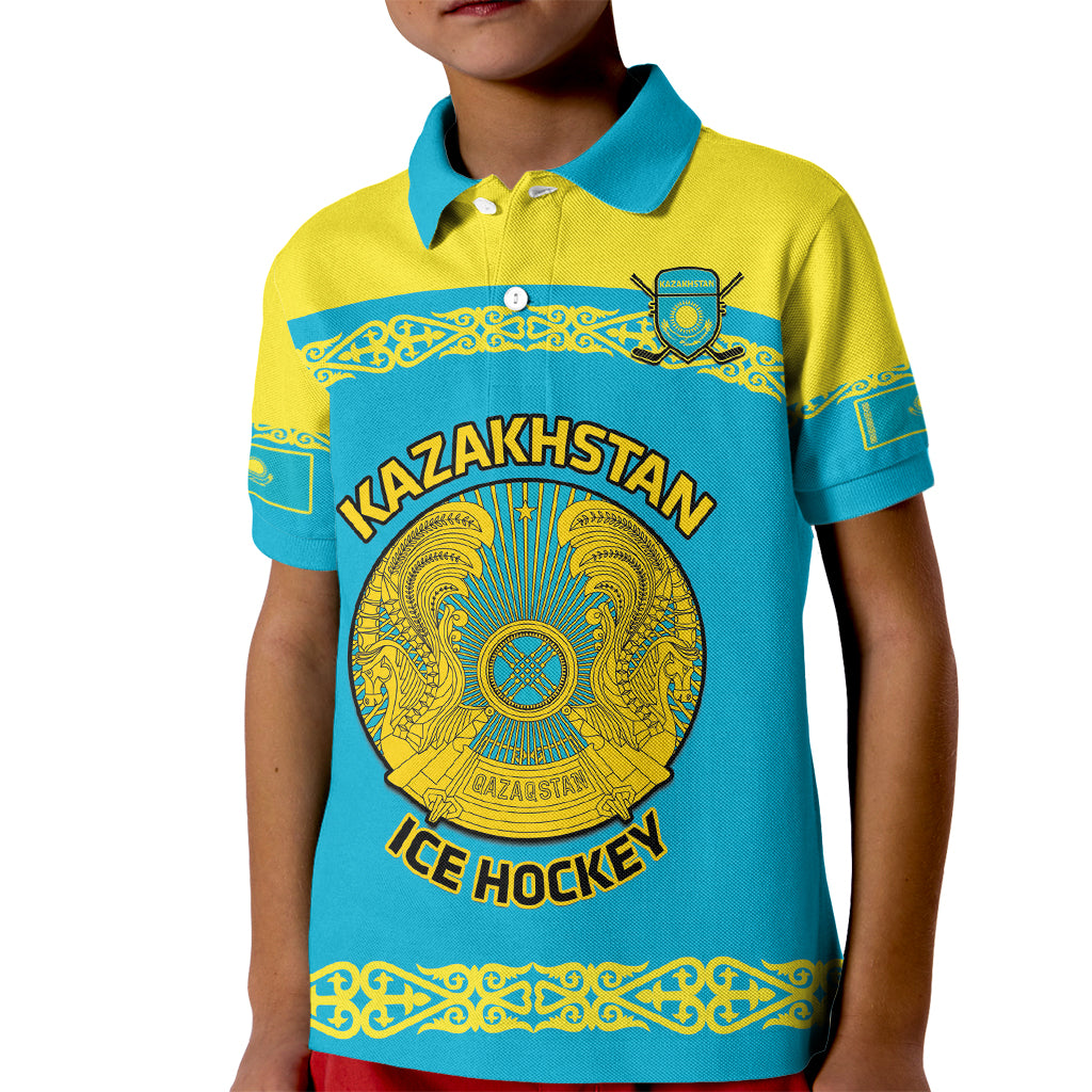 Custom Kazakhstan Hockey Kid Polo Shirt 2024 Go Kazakh - Wonder Print Shop