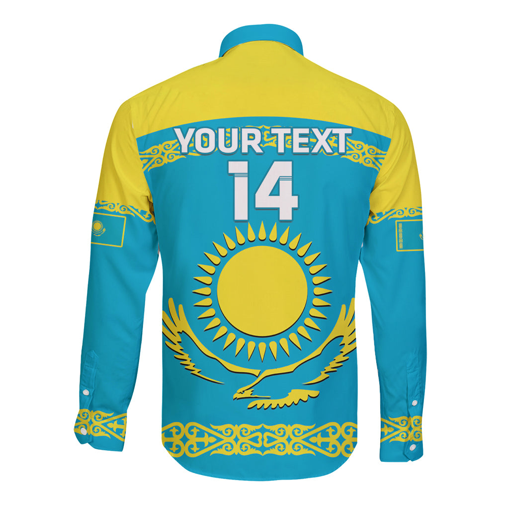Custom Kazakhstan Hockey Long Sleeve Button Shirt 2024 Go Kazakh - Wonder Print Shop