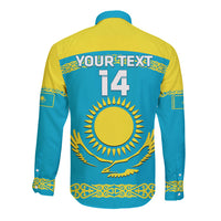 Custom Kazakhstan Hockey Long Sleeve Button Shirt 2024 Go Kazakh - Wonder Print Shop