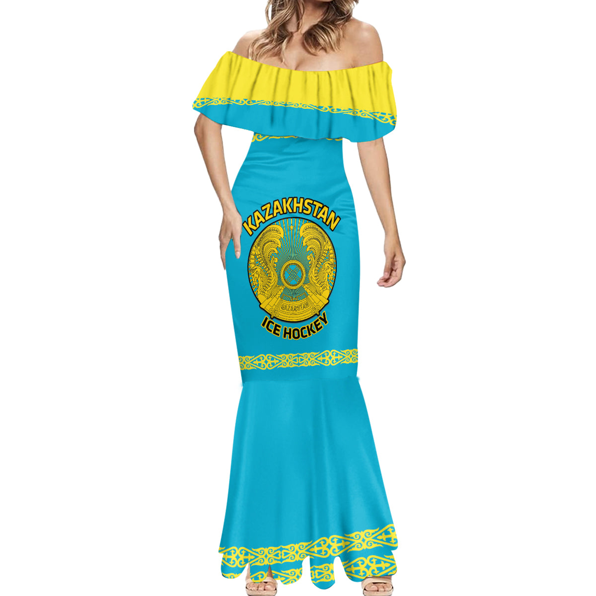 Custom Kazakhstan Hockey Mermaid Dress 2024 Go Kazakh - Wonder Print Shop