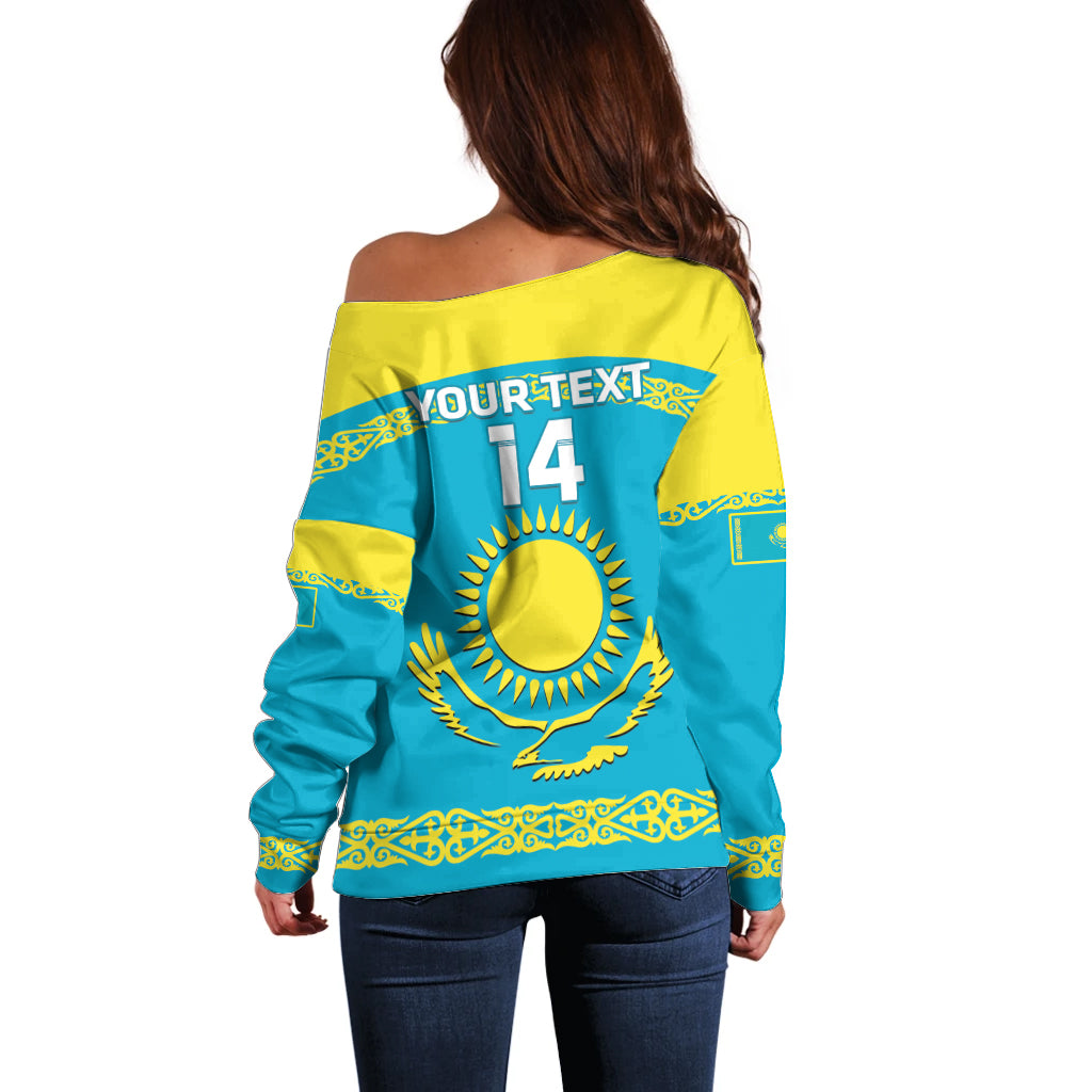Custom Kazakhstan Hockey Off Shoulder Sweater 2024 Go Kazakh - Wonder Print Shop