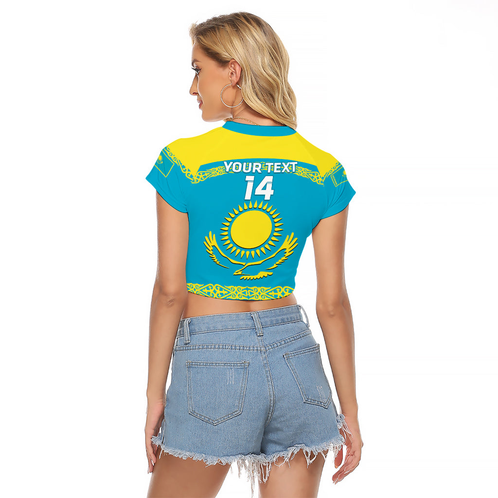Custom Kazakhstan Hockey Raglan Cropped T Shirt 2024 Go Kazakh - Wonder Print Shop
