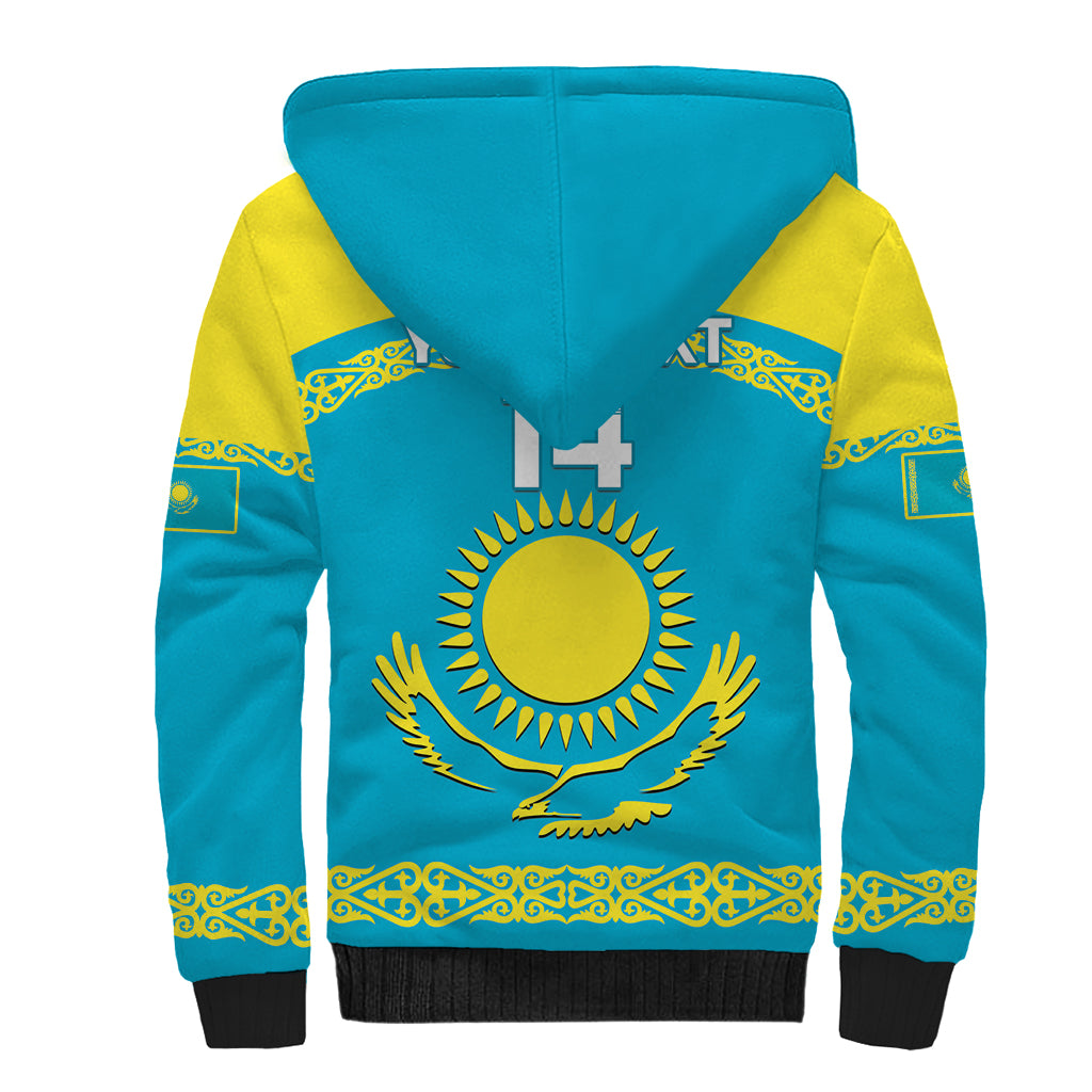 Custom Kazakhstan Hockey Sherpa Hoodie 2024 Go Kazakh - Wonder Print Shop