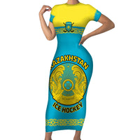 Custom Kazakhstan Hockey Short Sleeve Bodycon Dress 2024 Go Kazakh - Wonder Print Shop
