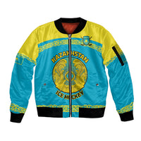 Custom Kazakhstan Hockey Sleeve Zip Bomber Jacket 2024 Go Kazakh - Wonder Print Shop