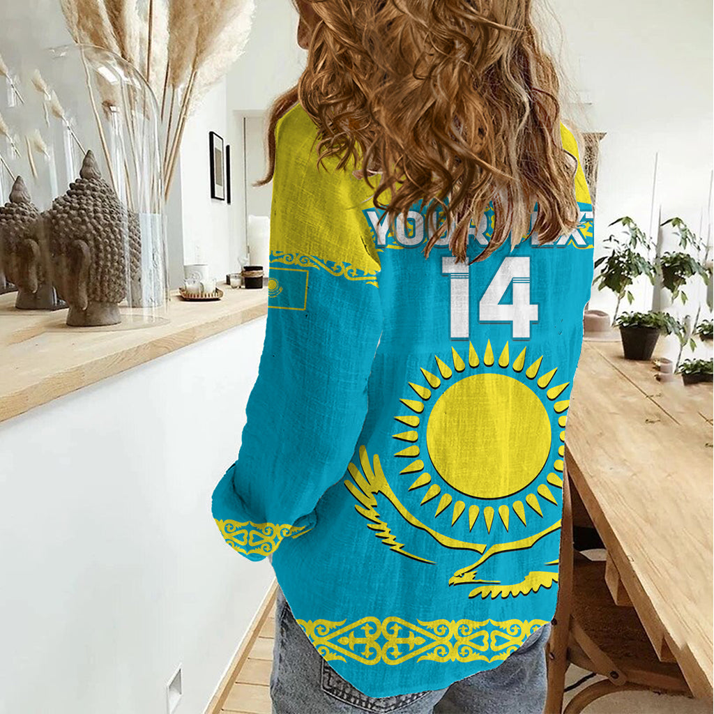 Custom Kazakhstan Hockey Women Casual Shirt 2024 Go Kazakh - Wonder Print Shop
