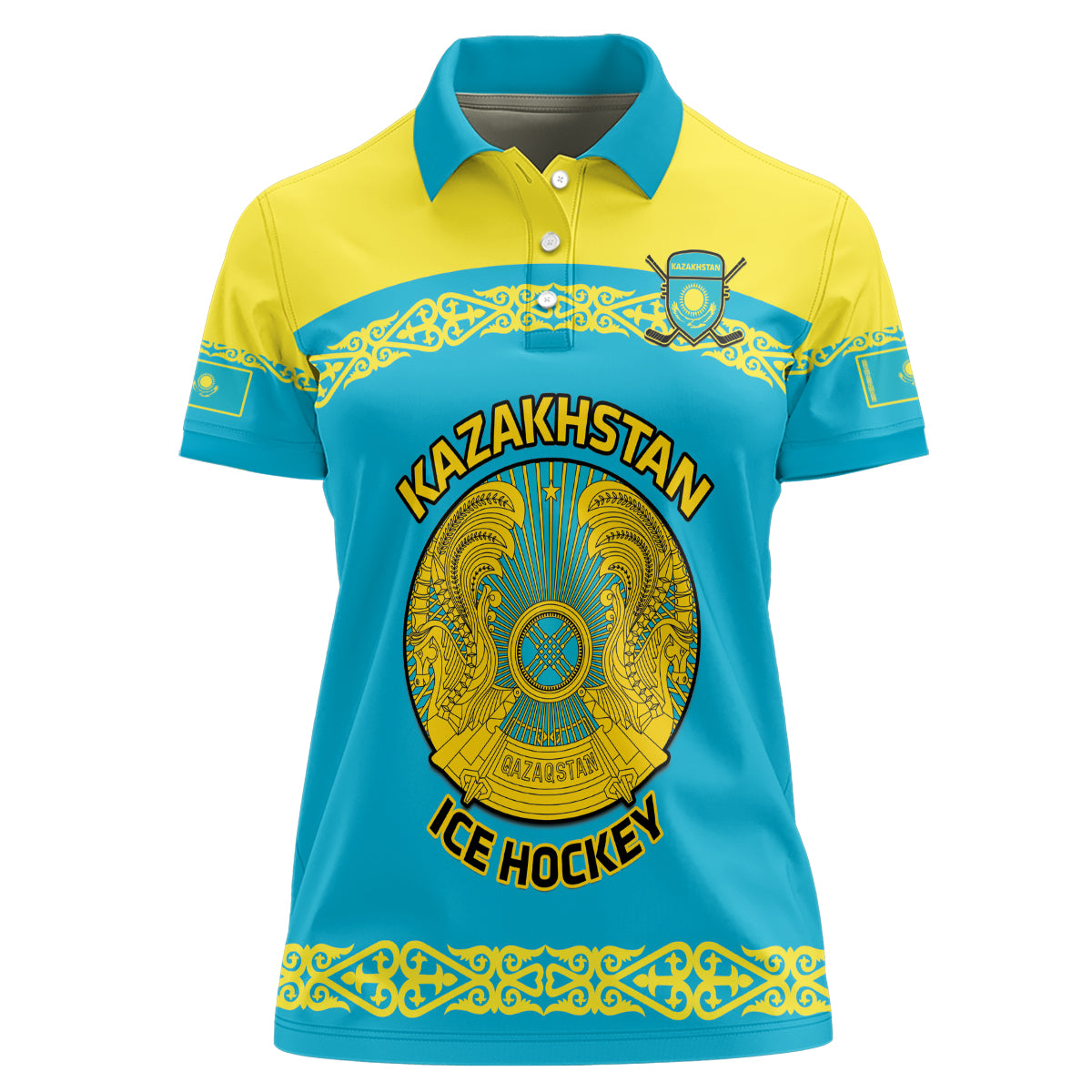 Custom Kazakhstan Hockey Women Polo Shirt 2024 Go Kazakh