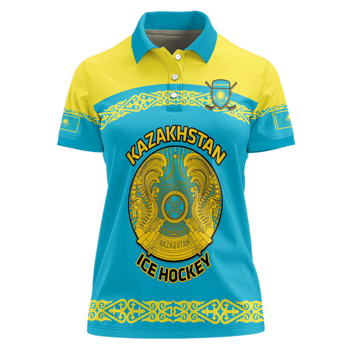 Custom Kazakhstan Hockey Women Polo Shirt 2024 Go Kazakh - Wonder Print Shop