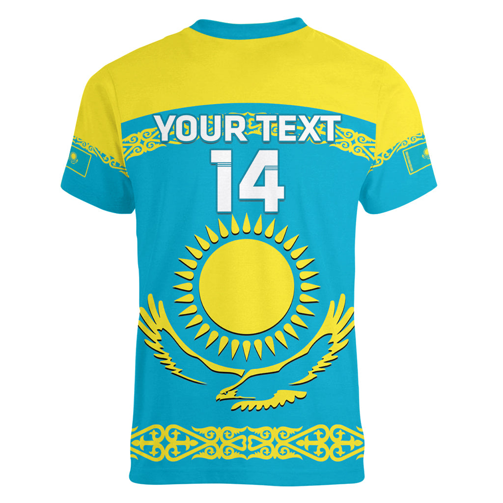 Custom Kazakhstan Hockey Women V-Neck T-Shirt 2024 Go Kazakh - Wonder Print Shop