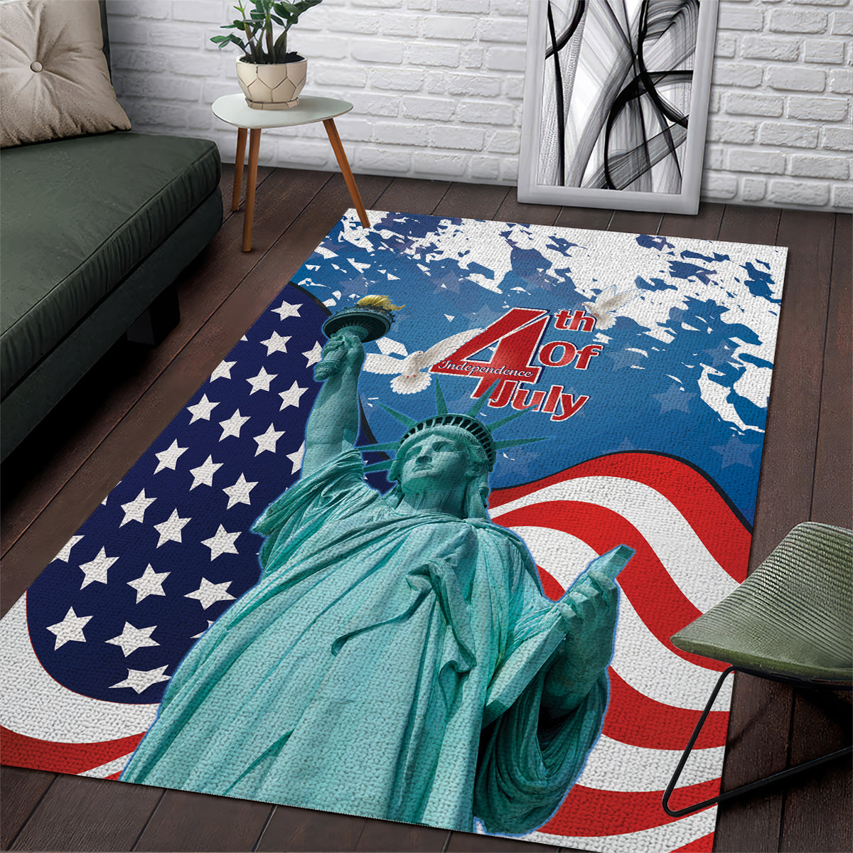 United States 4th Of July Area Rug USA Statue of Liberty Proud - Wonder Print Shop