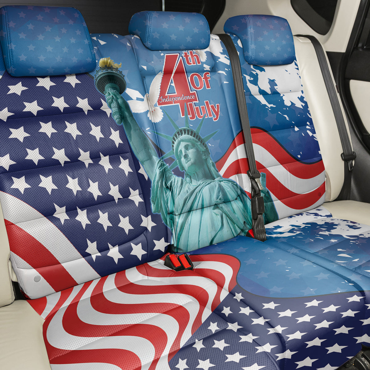 United States 4th Of July Back Car Seat Cover USA Statue of Liberty Proud - Wonder Print Shop