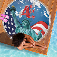 United States 4th Of July Beach Blanket USA Statue of Liberty Proud - Wonder Print Shop