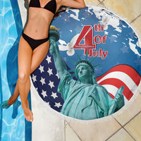 United States 4th Of July Beach Blanket USA Statue of Liberty Proud - Wonder Print Shop