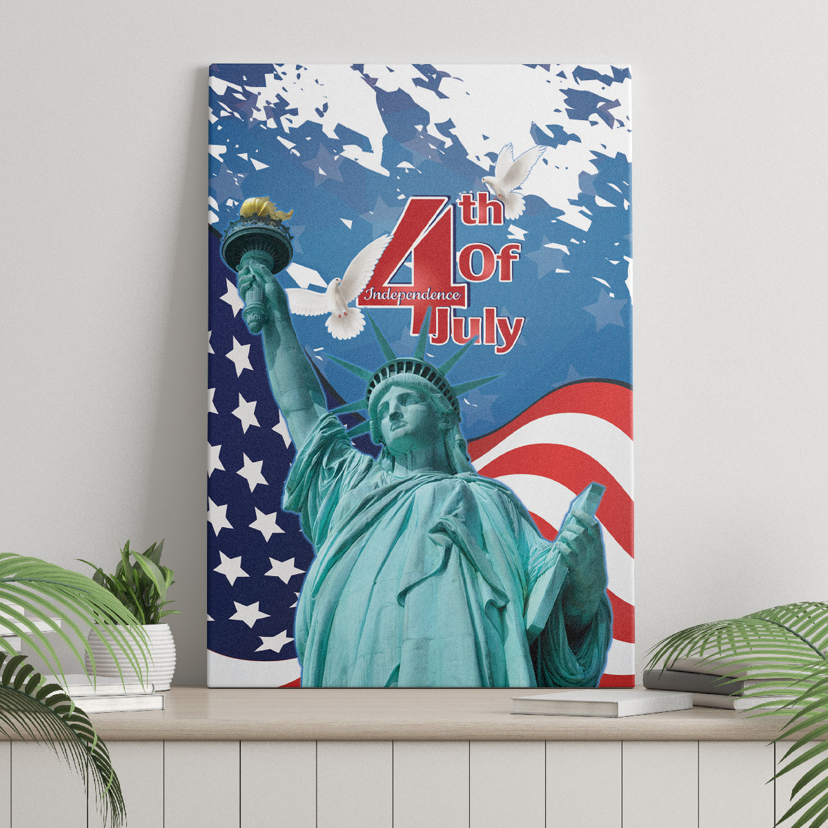 United States 4th Of July Canvas Wall Art USA Statue of Liberty Proud - Wonder Print Shop