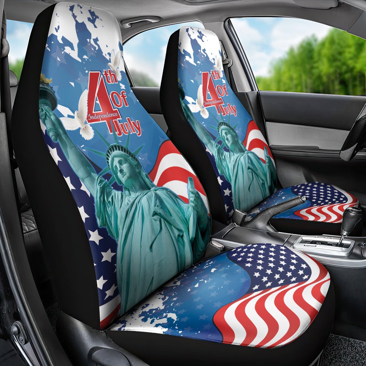 United States 4th Of July Car Seat Cover USA Statue of Liberty Proud - Wonder Print Shop