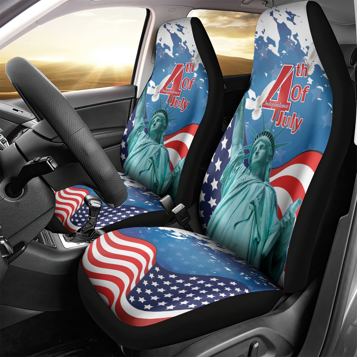 United States 4th Of July Car Seat Cover USA Statue of Liberty Proud - Wonder Print Shop