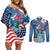 United States 4th Of July Couples Matching Off Shoulder Short Dress and Long Sleeve Button Shirt USA Statue of Liberty Proud - Wonder Print Shop