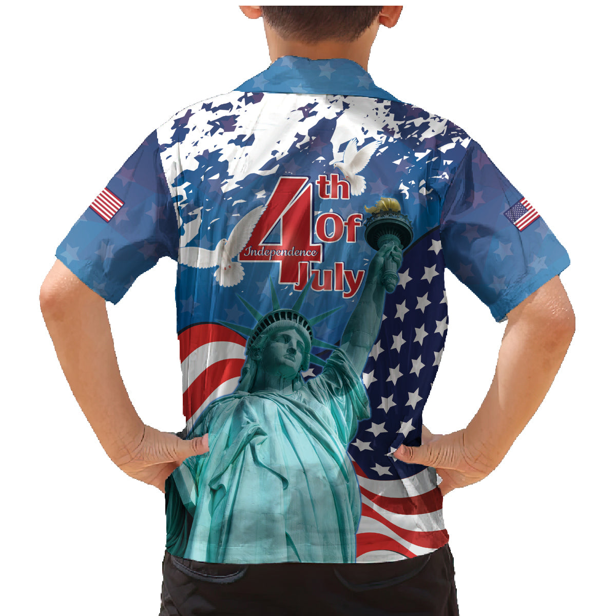 United States 4th Of July Family Matching Mermaid Dress and Hawaiian Shirt USA Statue of Liberty Proud - Wonder Print Shop