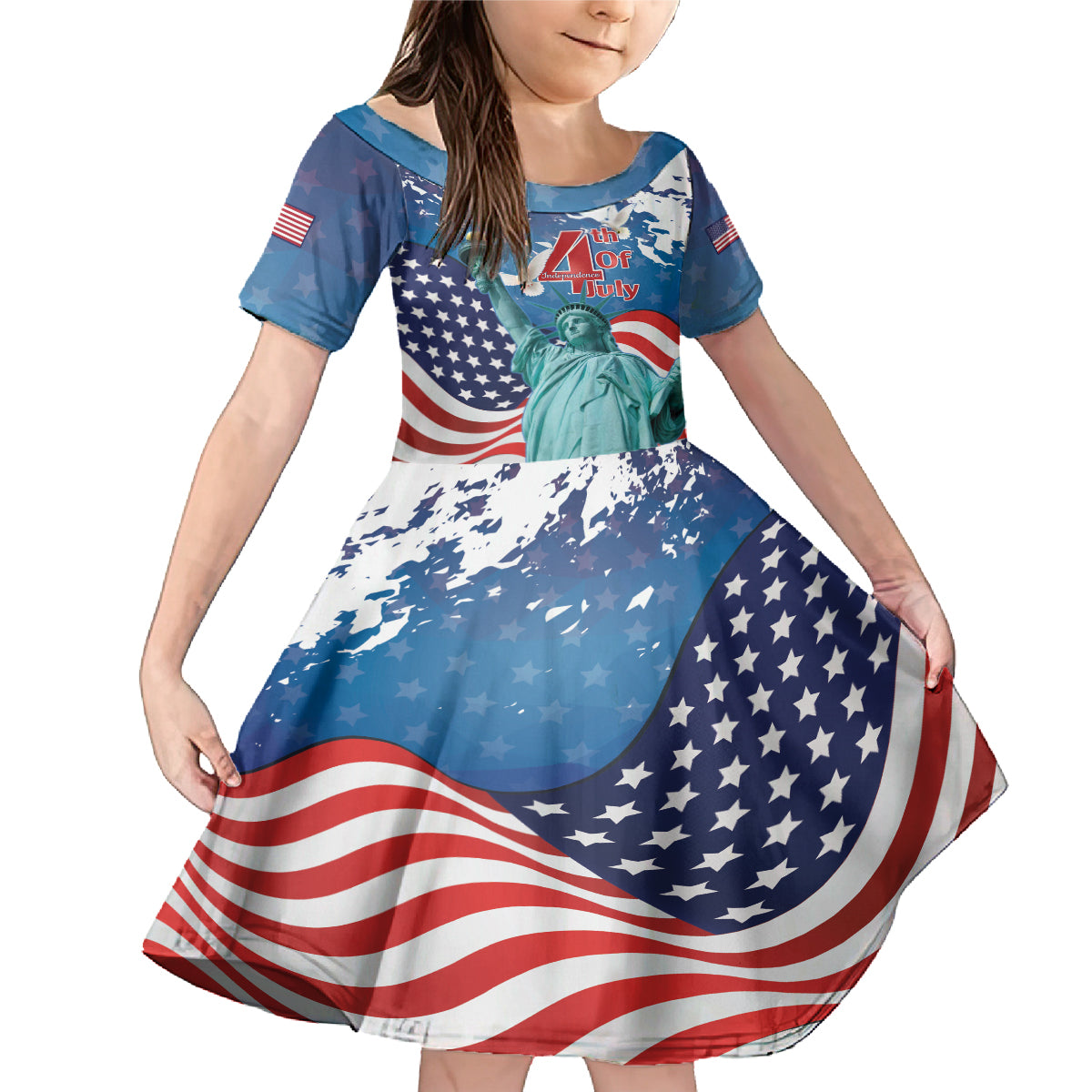 United States 4th Of July Family Matching Mermaid Dress and Hawaiian Shirt USA Statue of Liberty Proud - Wonder Print Shop
