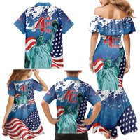 United States 4th Of July Family Matching Mermaid Dress and Hawaiian Shirt USA Statue of Liberty Proud - Wonder Print Shop